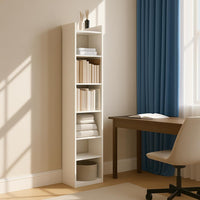 Callas 6 Layer Engineered Wood Bookshelf Multipurpose Home Decor Storage Rack Showcase Organizer for Living Room, Kitchen, Bedroom, Office | BR-07-White