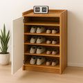 Callas Shoe Rack Storage Bench, Holds 10 Pairs, 5-Tier Rack with Cushion Seat and Closed Cabinet (Brown, SR-15)