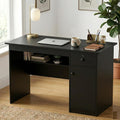 Callas DeskVault ST-18 Engineered Wood Study Table with Lockable Drawer, Storage Cabinet and Open Shelf for Home Office, Bedroom and Living Room, 120L x 59W x 75H cm - Black