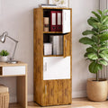 Callas Wooden Book Rack | Multi-Compartment Storage Cabinet | Space-Saving Vertical Bookshelf with Doors | Durable & Sturdy Organizer for Home & Office (BR-24-Walnut)