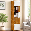 Callas Wooden Book Rack | Multi-Compartment Storage Cabinet | Space-Saving Vertical Bookshelf with Doors | Durable & Sturdy Organizer for Home & Office (BR-25-Walnut)