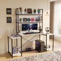 Callas DeskStation ST-26 Engineered Wood Study Table with Storage Hutch and Side Shelves for Home Office, Gaming Table,136L x 54W x 149H cm| Free Installation with 1 Year Warranty - White