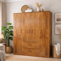 Callas Estoria 4 Door Wooden Wardrobe with 2 Large Drawers | Spacious Hanging Section | Multi-Utility Side Shelves | Engineered Wood Almirah for Bedroom | Free Installation with 1 Year Warranty (Walnut-Estoria-4)