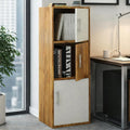 Callas Wooden Book Rack | Multi-Compartment Storage Cabinet | Space-Saving Vertical Bookshelf with Doors | Durable & Sturdy Organizer for Home & Office (BR-11-Walnut)