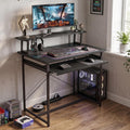 Callas ST-25 DeskMate Pro Engineered Wood Study Desk | 90×54×94.5 cm | Sliding Keyboard Tray, Monitor Riser Shelf | Metal Frame | Home Office, Gaming & Kids Room (Black, ST-25) - 1 Year Warranty