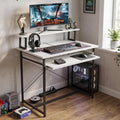 Callas ST-25 DeskMate Pro Engineered Wood Study Desk | 90×54×94.5 cm | Sliding Keyboard Tray, Monitor Riser Shelf | Metal Frame | Home Office, Gaming & Kids Room (White, ST-25) - 1 Year Warranty