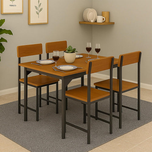 Callas 4 Seater Dining Table Set for Home | Compact Modern Dining Table with 4 Chairs | Ideal for Kitchen, Dining Room – Black Finish