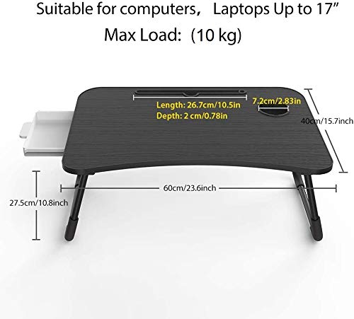 Callas Multipurpose Foldable Home Storage Table with Cup Holder, Foldable and Portable/Ergonomic & Rounded Edges/Non-Slip Legs (WA-27-Black)