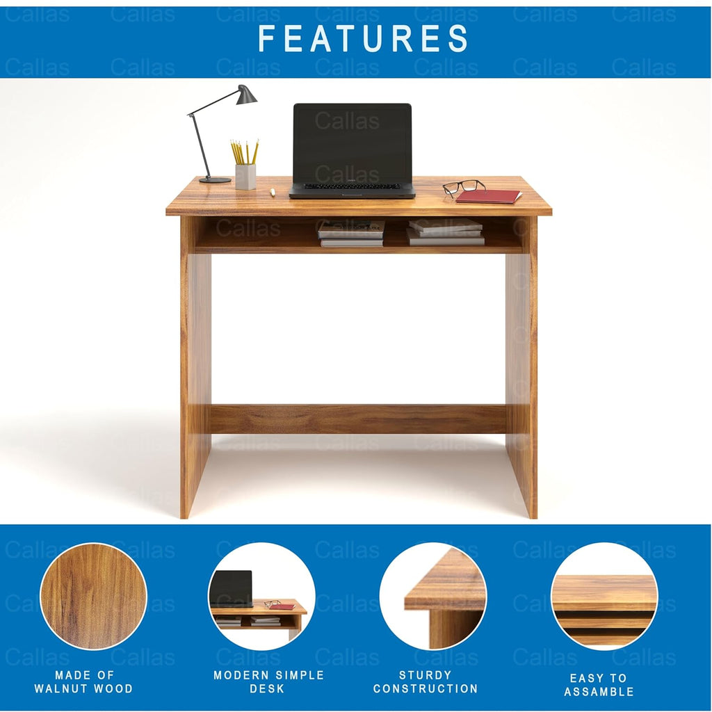 Callas Computer Desk Home/Office Desk | Writing Study Desk | Laptop Table | Modern Simple Desk | Small Desks for Small Spaces | Sturdy Desk for Home, Office, Bedroom, Living Room (ST-02-Brown)