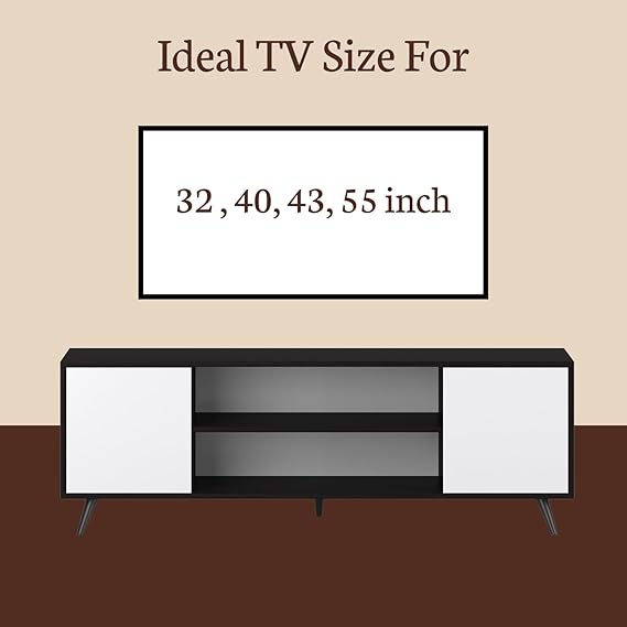 Callas Engineered Wood TV Entertainment Unit for Living Room | Modern TV Cabinet with Shelves & Storage | Set Top Box Stand & Display Unit (Black, TV-08)