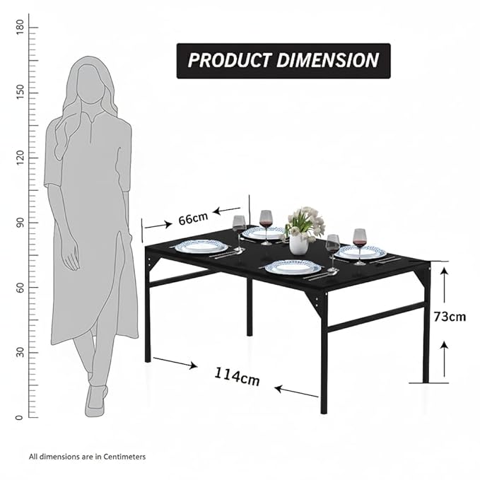 Callas 4 Seater Dining Table Set for Home | Compact Modern Dining Table with 4 Chairs | Ideal for Kitchen, Dining Room (Black, DN-01)