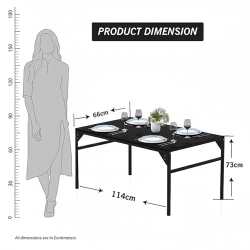 Callas 4 Seater Dining Table Set for Home | Compact Modern Dining Table with 4 Chairs | Ideal for Kitchen, Dining Room (Black, DN-01)