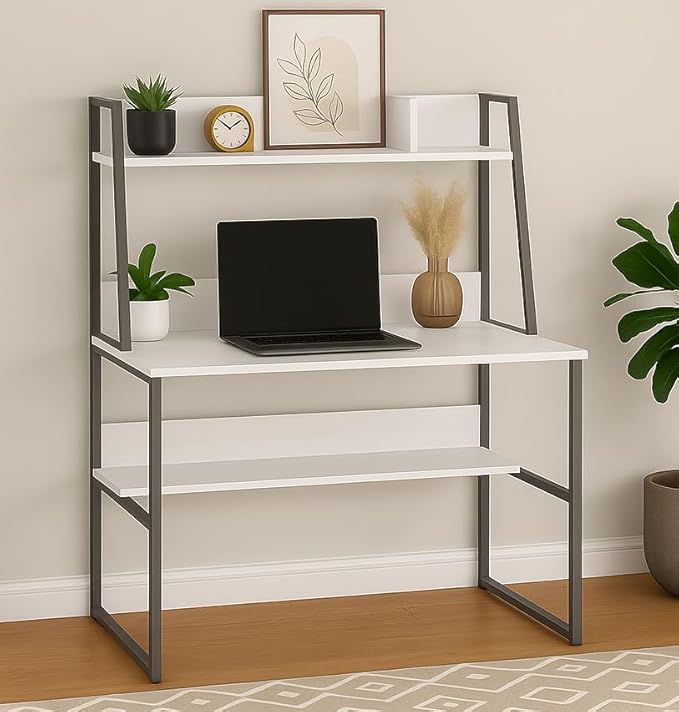 Callas Computer Desk Home/Office Desk | Writing Study Desk | Laptop Table | Modern Simple Desk | Small Desks for Small Spaces | Sturdy Desk for Home, Office, Bedroom, Living Room (White, ST-21)