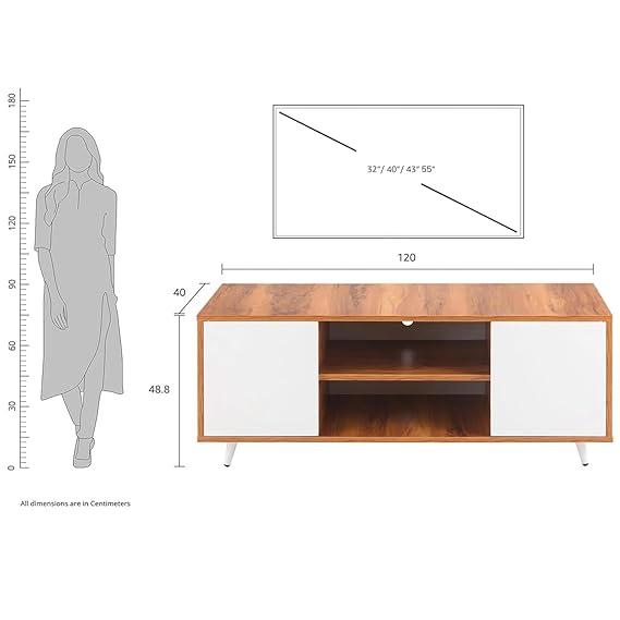 Callas Engineered Wood TV Entertainment Unit for Living Room | Modern TV Cabinet with Shelves & Storage | Set Top Box Stand & Display Unit (Walnut, TV-08)