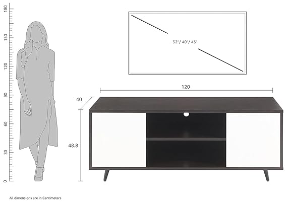Callas Engineered Wood TV Entertainment Unit for Living Room | Modern TV Cabinet with Shelves & Storage | Set Top Box Stand & Display Unit (TV-07, Black)