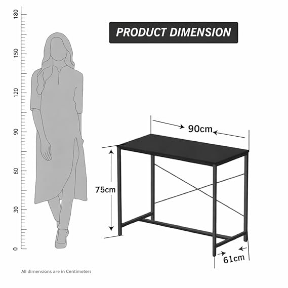 Callas Computer Desk Home/Office Desk | Writing Study Desk | Laptop Table | Modern Simple Desk | Small Desks for Small Spaces | Sturdy Desk for Home, Office, Bedroom, Living Room (Black, ST-10)