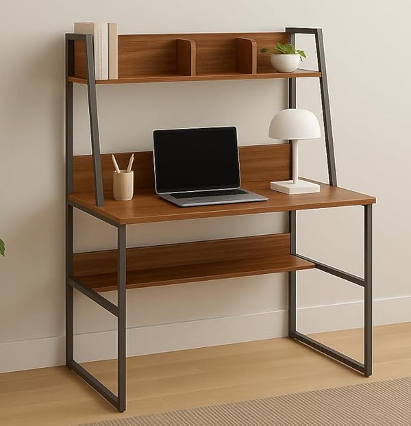 Callas Computer Desk Home/Office Desk | Writing Study Desk | Laptop Table | Modern Simple Desk | Small Desks for Small Spaces | Sturdy Desk for Home, Office, Bedroom, Living Room (Walnut, ST-21)