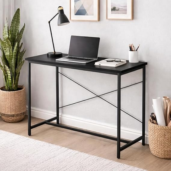Callas Computer Desk Home/Office Desk | Writing Study Desk | Laptop Table | Modern Simple Desk | Small Desks for Small Spaces | Sturdy Desk for Home, Office, Bedroom, Living Room (Black, ST-10)