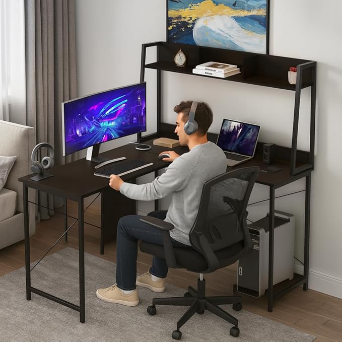 Callas Computer Desk Home/Office Desk | Writing Study Desk | Laptop Table | Modern Simple Desk | Small Desks for Small Spaces | Sturdy Desk for Home, Office, Bedroom, Living Room (Black, ST-23)