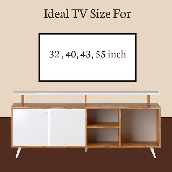 Callas Engineered Wood TV Entertainment Unit for Living Room | Modern TV Cabinet with Shelves & Storage | Set Top Box Stand & Display Unit (Walnut, TV-07)
