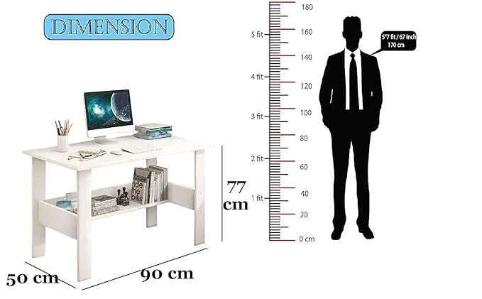 Callas Engineered Wooden Computer Desk for Home Office | Compact Laptop & Study Table | Small Writing Desk for Bedroom, Living Room (ST-09-White)
