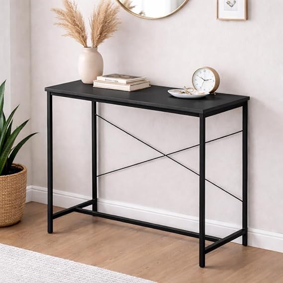 Callas Computer Desk Home/Office Desk | Writing Study Desk | Laptop Table | Modern Simple Desk | Small Desks for Small Spaces | Sturdy Desk for Home, Office, Bedroom, Living Room (Black, ST-10)