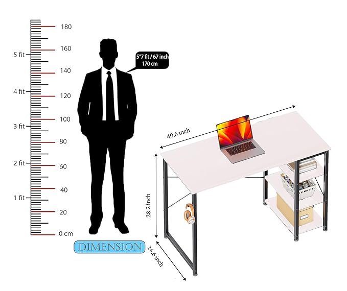 Callas Computer Desk Home/Office Desk | Writing Study Desk | Laptop Table | Modern Simple Desk | Small Desks for Small Spaces | Sturdy Desk for Home, Office, Bedroom, Living Room (White, ST-24)