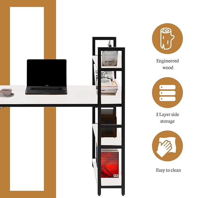 Callas Computer Desk Home/Office Desk | Writing Study Desk | Laptop Table | Modern Simple Desk | Small Desks for Small Spaces | Sturdy Desk for Home, Office, Bedroom, Living Room (White, ST-20)