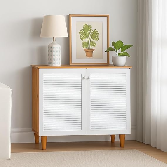 Callas Wooden Shoe Rack for Home | Multipurpose Cabinet for Shoes & Storage | Engineered Wood Shoe Stand for Entryway, Hallway, Bedroom (White, SR-08)