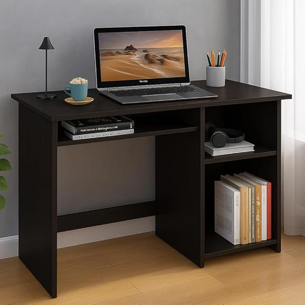 Callas Computer Desk with Keyboard Tray – Modern Small Writing & Laptop Table for Home Office, Bedroom, or Living Room – Space-Saving & Sturdy Design Table (ST-03-Black)