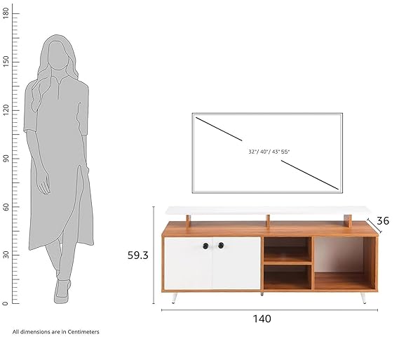 Callas Engineered Wood TV Entertainment Unit for Living Room | Modern TV Cabinet with Shelves & Storage | Set Top Box Stand & Display Unit (Walnut, TV-07)
