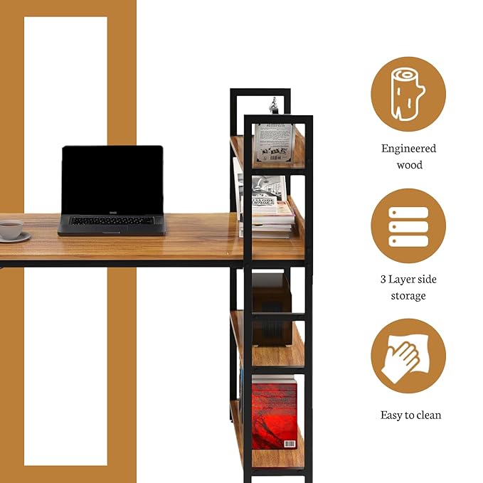 Callas Computer Desk Home/Office Desk | Writing Study Desk | Laptop Table | Modern Simple Desk | Small Desks for Small Spaces | Sturdy Desk for Home, Office, Bedroom, Living Room (Walnut, ST-20)