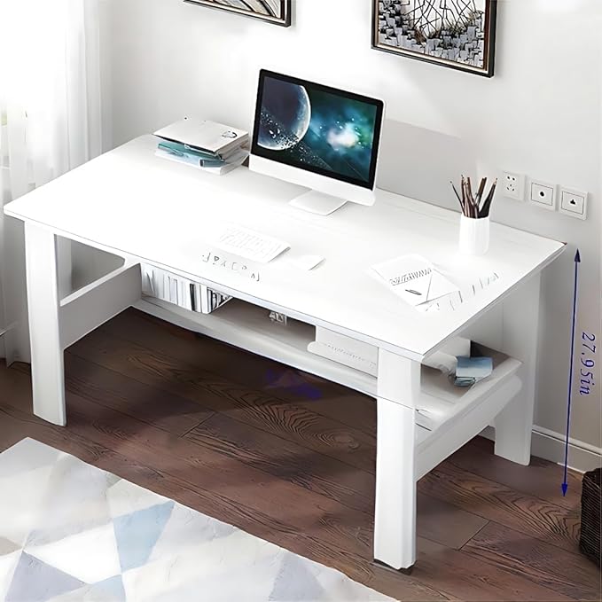 Callas Engineered Wooden Computer Desk for Home Office | Compact Laptop & Study Table | Small Writing Desk for Bedroom, Living Room (ST-09-White)