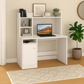 Callas Wooden Study Table with Hutch & Bottom Storage, Office Work Desk for Laptop Study Computer Table for Home White (White, ST-05)