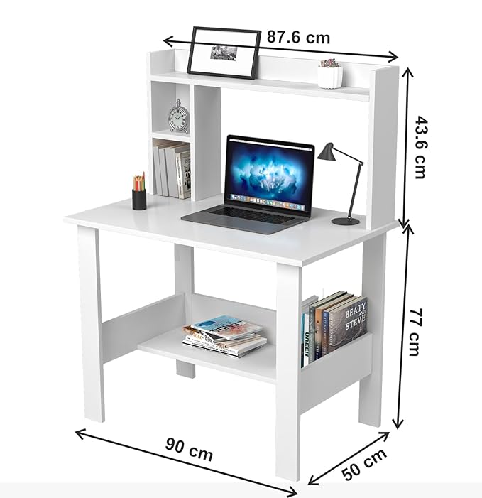Callas Computer Desk Home/Office Desk | Writing Study Desk | Laptop Table | Modern Simple Desk | Small Desks for Small Spaces | Sturdy Desk for Home, Office, Bedroom, Living Room (ST-40-White)
