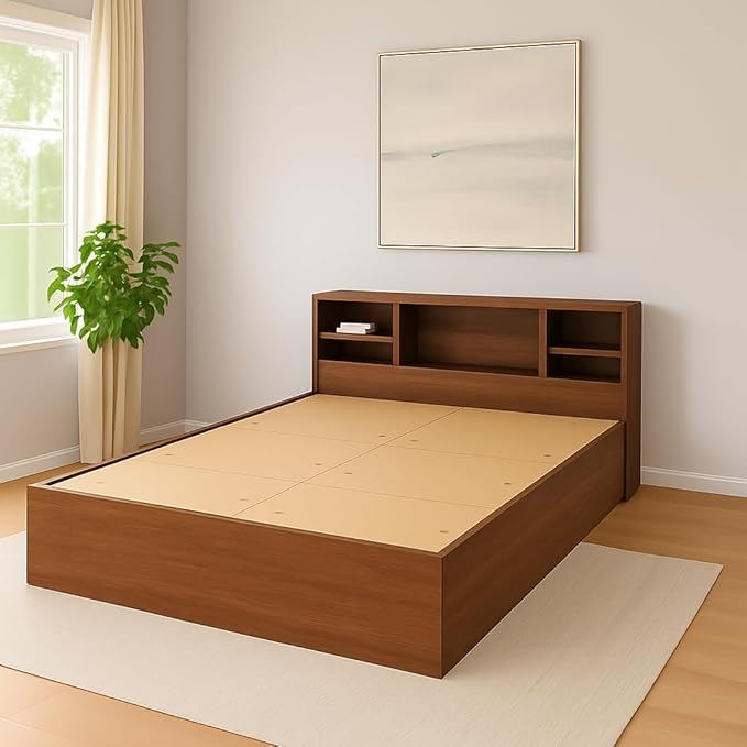 Callas Trinity Queen Size Bed Engineered Wood Modern Design with Headboard | Elegant Finish | Durable Structure (Trinity Walnut, Queen Bed)