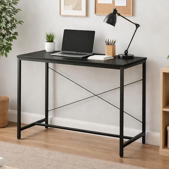 Callas Computer Desk Home/Office Desk | Writing Study Desk | Laptop Table | Modern Simple Desk | Small Desks for Small Spaces | Sturdy Desk for Home, Office, Bedroom, Living Room (Black, ST-10)