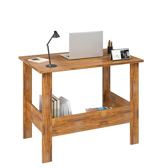 Callas Computer Desk Home/Office Desk | Writing Study Desk | Laptop Table | Modern Simple Desk | Small Desks for Small Spaces | Sturdy Desk for Home, Office, Bedroom, Living Room (ST-09-Brown)