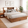 Callas Estoria Engineered Wood King Size Bed with Storage (Walnut, Queen with Storage)