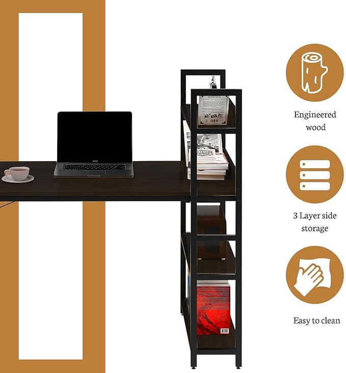 Callas Computer Desk Home/Office | Writing Study Desk | Laptop Table | Modern Simple Desk | Small Desks for Small Spaces | Desk for Bedroom, Living Room (Black, ST-20)