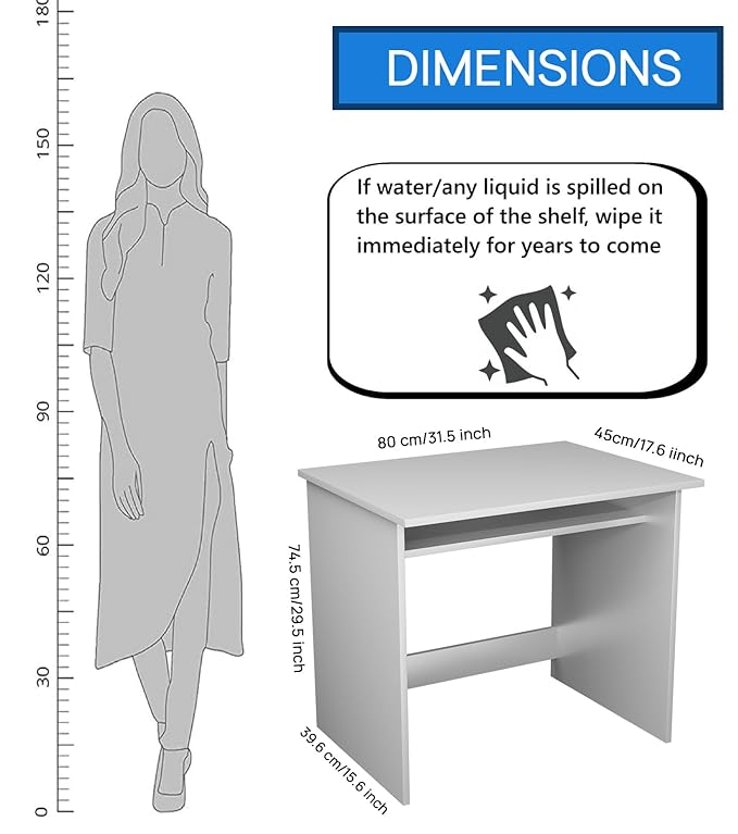 Callas Computer Desk Home/Office Desk | Writing Study Desk | Laptop Table | Modern Simple Desk | Small Desks for Small Spaces | Sturdy Desk for Home, Office, Bedroom, Living Room (ST-02-White)