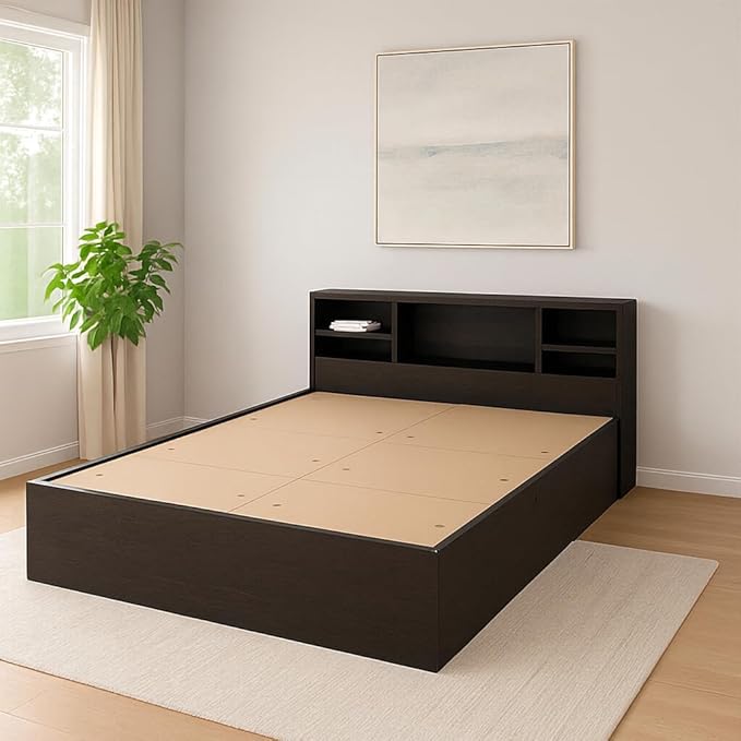 Callas Trinity King Size Bed Engineered Wood Modern Design with Headboard | Elegant Finish | Durable Structure (Trinity Black, King Bed)