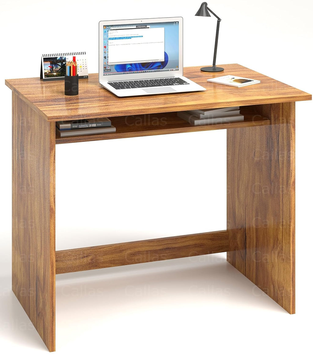 Callas Computer Desk Home/Office Desk | Writing Study Desk | Laptop Table | Modern Simple Desk | Small Desks for Small Spaces | Sturdy Desk for Home, Office, Bedroom, Living Room (ST-02-Brown)