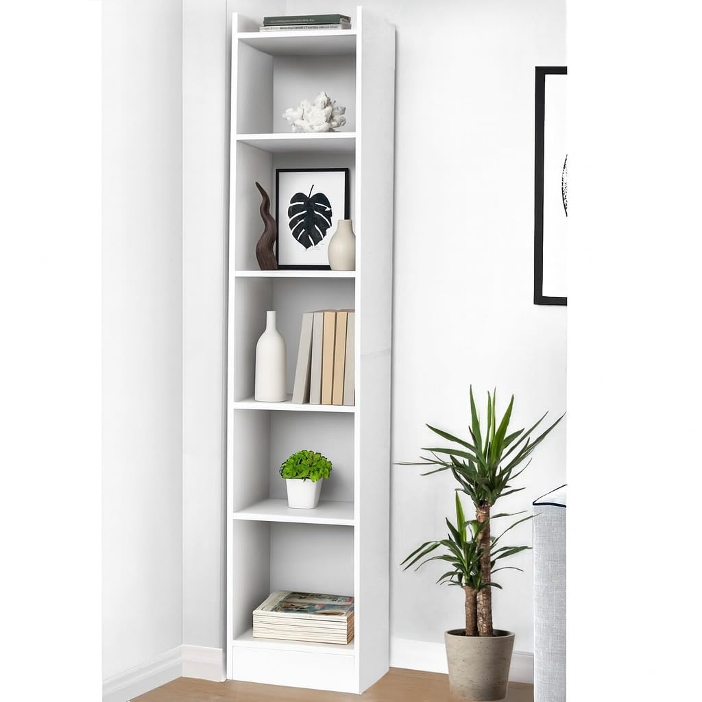 Callas 6 Layer Engineered Wood Bookshelf Multipurpose Home Decor Storage Rack Showcase Organizer for Living Room, Kitchen, Bedroom, Office | (BR-07-White)