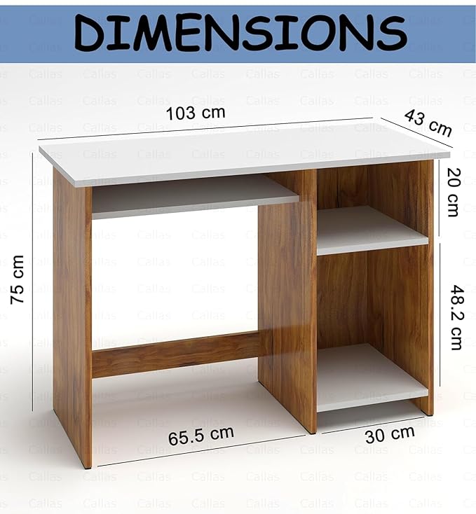 Callas Computer Desk Home/Office Desk | Writing Study Desk | Laptop Table | Modern Simple Desk | Small Desks for Small Spaces | Sturdy Desk for Home, Office, Bedroom, Living Room (ST-03-Brown)