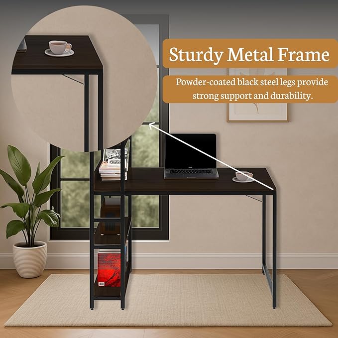 Callas Computer Desk Home/Office | Writing Study Desk | Laptop Table | Modern Simple Desk | Small Desks for Small Spaces | Desk for Bedroom, Living Room (Black, ST-20)