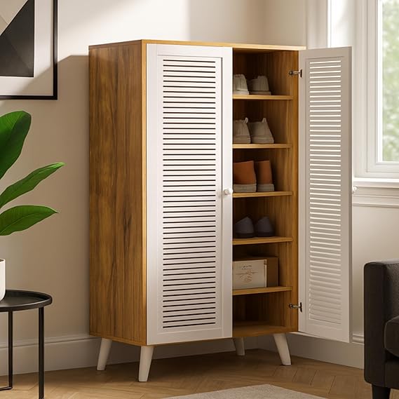 Callas Wooden Shoe Rack for Home | Multipurpose Cabinet for Shoes & Storage | Engineered Wood Shoe Stand for Entryway, Hallway, Bedroom (White, SR-10)