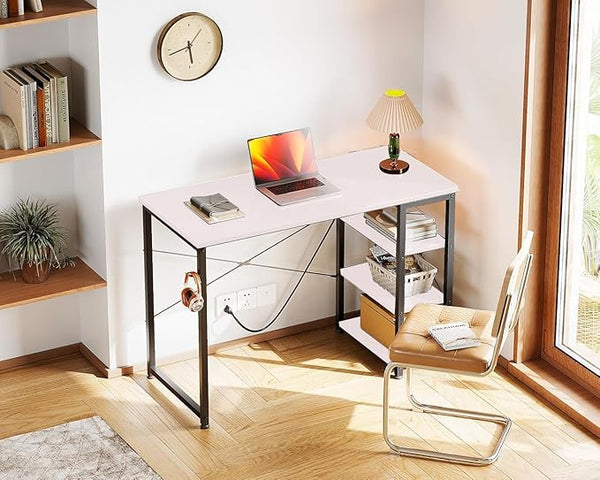 Callas Computer Desk Home/Office Desk | Writing Study Desk | Laptop Table | Modern Simple Desk | Small Desks for Small Spaces | Sturdy Desk for Home, Office, Bedroom, Living Room (White, ST-24)