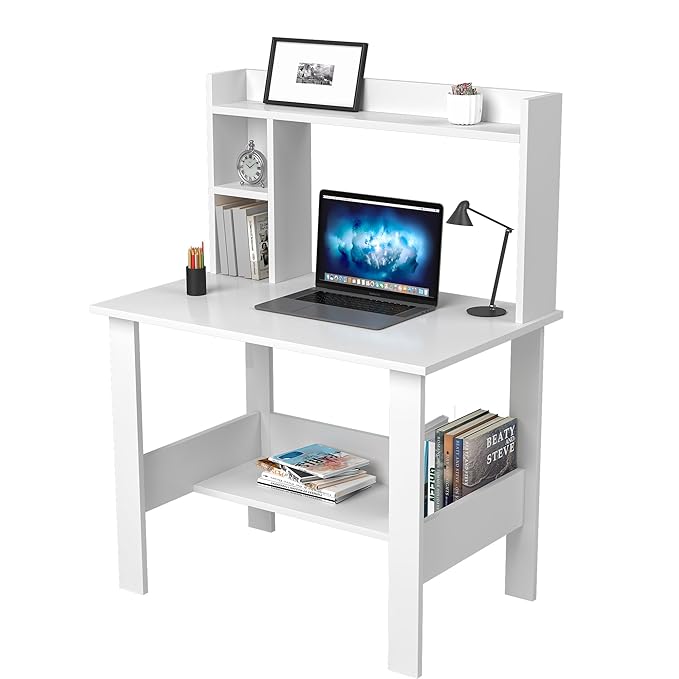 Callas Computer Desk Home/Office Desk | Writing Study Desk | Laptop Table | Modern Simple Desk | Small Desks for Small Spaces | Sturdy Desk for Home, Office, Bedroom, Living Room (ST-40-White)