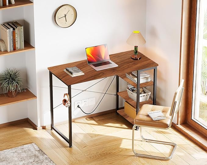 Callas Computer Desk Home/Office Desk | Writing Study Desk | Laptop Table | Modern Simple Desk | Small Desks for Small Spaces | Sturdy Desk for Home, Office, Bedroom, Living Room (Walnut, ST-24)